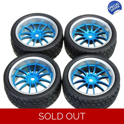 1:10 On Road Racing RC Car Rubber Tires Wheels Tyres 12 Spoke Rims